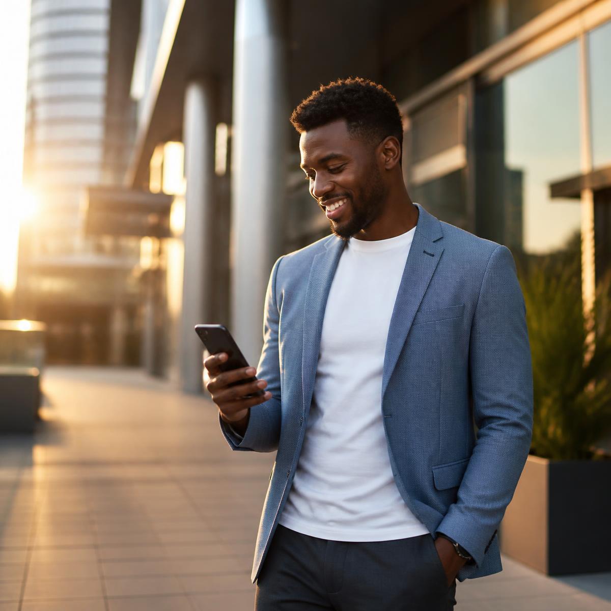 A professional checking the Lexi app on his smartphone